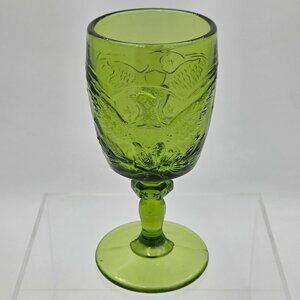 L. E. Smith Glass Green American Eagle Pressed Glass Water Goblet 1965–70 8 oz